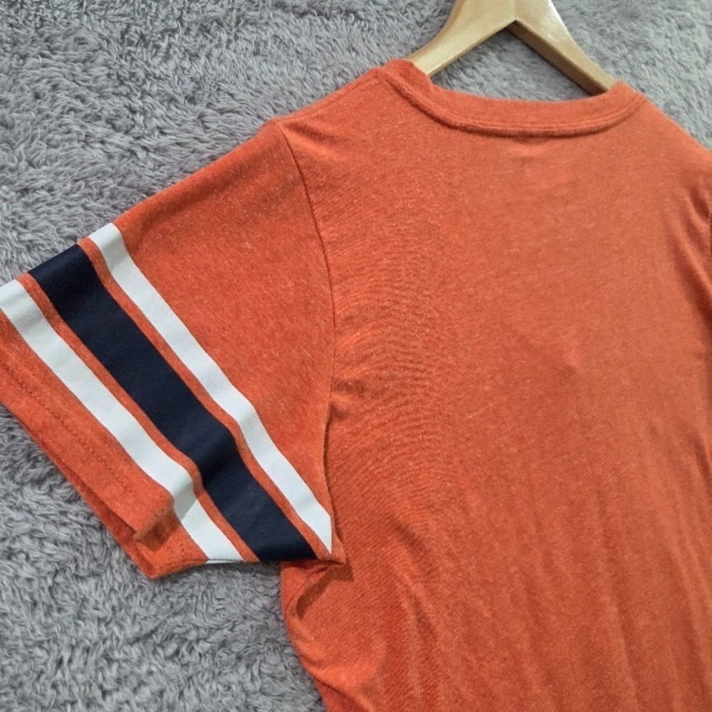 Denver Broncos Women's Large Bling T-Shirt Rhinestone V-Neck Orange NFL Sparkly - Picture 12 of 12